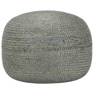 Kézzel készült olívazöld juta puff 45 x 30 cm