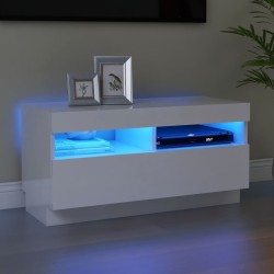 Magasfényű fehér tv-szekrény led-világítással 80 x 35 x 40 cm