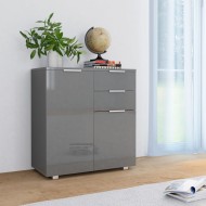 Magasfényű szürke forgácslap tálalószekrény 71 x 35 x 76 cm