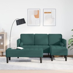 2 darabos kanapészett párnákkal, sötét zöld textil
