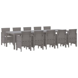 11 darabos kerti étkezőszett párnákkal világosszürke polirattan, kerti asztal világosszürke 150x100x73 cm polirattan, kerti szék párnákkal 2 db világosszürke polirattan, kerti szék párnákkal 4 db világosszürke polirattan