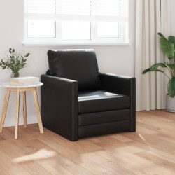 Floor sofa bed 2-in-1 fekete 74x77x81 cm műbőr