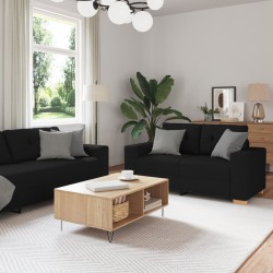3 részes kanapé szett párnákkal, fekete szövet