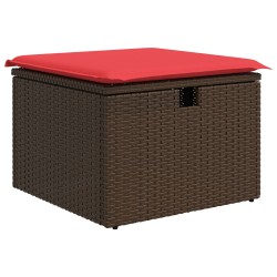Barna polyrattan kerti szék párnával 55 x 55 x 37 cm