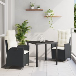 2 darab fekete pe rattan közepes állítható kartámasz