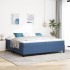 Boxspring ágy kék 200x200 cm vászon