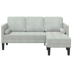 3-fős kanapé chaise l alakú világosszürke 160 cm pamut