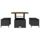 3 darabos kert étkező szett párnákkal fekete poli rattan akácia