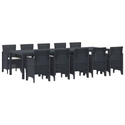 11 darabos kerti étkezőszett párnákkal antracit polirattan, kerti asztal antracit 150x100x73 cm polirattan, kerti székek párnákkal 2 db antracit polirattan, kerti székek párnákkal 4 db antracit polirattan