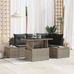 Kertibútor szett  5 darabos szürke rattan, poliészter