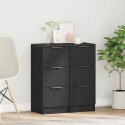 2 db fekete tölgy oldalszekrény 30x30x70 cm műgyanta fa