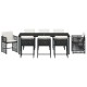9 részes kerti étkező szett párnákkal, fekete poli rattan