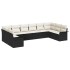10 darabos kerti kanapé szett párnákkal fekete polirattan, 2 személyes kerti kanapé tárolóval és párnákkal fekete polirattan