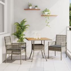 3 darabos kerti étkező szett párnákkal szürke poli rattan