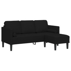 3 személyes l-alakú kanapé fekete 160 cm szövet