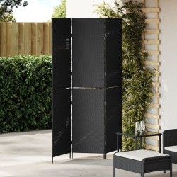 3 paneles elválasztó fekete 146x180 cm polirattan