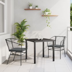 2 darab fekete és sötétszürke pe rattan, porszórt acél standard