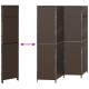 Szobai elválasztó 4 paneles összecsukható barna 195x180 cm poli rattan