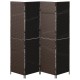 Szobai elválasztó 4 paneles összecsukható barna 195x180 cm poli rattan