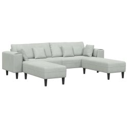 Bársony kanapé párnával párnával 3 pcs világosszürke 208 cm bársony