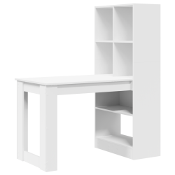 Asztal polcokkal tárolóval fehér 122 x 67 x 145 cm műgyanta és forgácslap