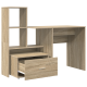 Asztal fiókkal polcokkal tárolóval sonoma tölgy 131.5 x 50 x 106.5 cm faanyag