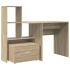 Asztal fiókkal polcokkal tárolóval sonoma tölgy 131.5 x 50 x 106.5 cm faanyag
