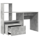 Asztal fiókkal polcokkal tárolóval beton szürke 131.5 x 50 x 106.5 cm faanyag