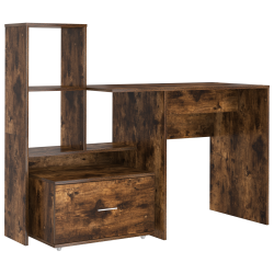 Asztal fiókkal polcokkal tárolóval füstölt tölgy 131.5 x 50 x 106.5 cm faanyag