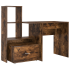 Asztal fiókkal polcokkal tárolóval füstölt tölgy 131.5 x 50 x 106.5 cm faanyag