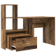 Asztal fiókkal polcokkal tárolóval régi fa 131.5 x 50 x 106.5 cm faanyag