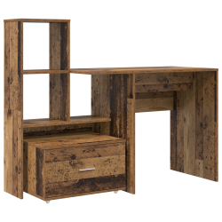Asztal fiókkal polcokkal tárolóval régi fa 131.5 x 50 x 106.5 cm faanyag