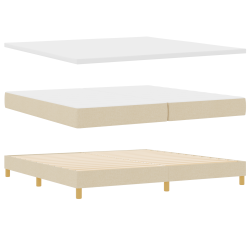 Boxspring ágy matraccal krém 200x200 cm szövet, fejtámla gyémánt blokkok dizájn krém 200 cm szövet