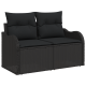 7 darabos kert kanapé szett párnákkal fekete poli rattan, 2 férőhelyes kert kanapé tárolóval és párnákkal fekete poli rattan