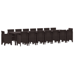 17 darabos kerti étkezőszett barna polirattan