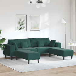 Bársony kanapé párnával párnával 3 pcs sötétzöld 208 cm bársony