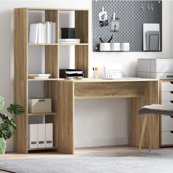 Asztal polcokkal tárolóval sonoma tölgy 138.5 x 55 x 143 cm faanyag