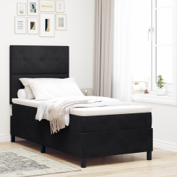Ágybetét matrac és led fekete 80x200 cm bársonyos