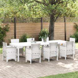 Fehér kert asztal 300x100x73 cm poly rattan, fehér kert asztal 150x100x73 cm poly rattan