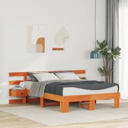 Ágykeret barna 120 x 200 cm tömör fenyőfa és tömör fenyőfa