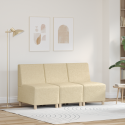 Világosszürke 55 cm szövet kanapé szék 3 pcs krém