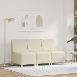 Kanapék székek 3 pcs krém 55 x 74 x 82 cm műbőr