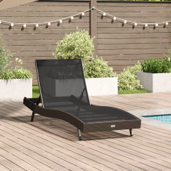 Napozó párnával 1-személy barna 197 x 70 x 82 cm poli rattan