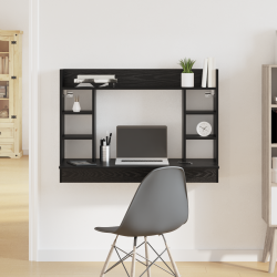 Falra szerelhető íróasztal fekete tölgy 105x48x75 cm szerelt fa