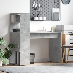 Asztal tárolóval beton szürke 113x54x120 cm szerelt fa