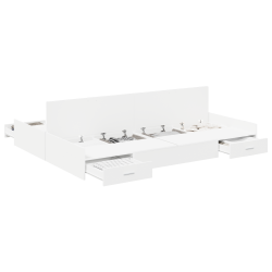 Ágykeret tárolóval fehér 140 x 200 cm műgyanta és forgácslap