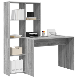 Asztal polcokkal tárolóval szürke sonoma 138.5 x 55 x 143 cm faanyag
