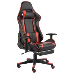 Piros pvc forgó gamer szék lábtartóval