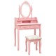 Rózsaszín császárfa fésülködőasztal-szett ülőkével 75x69x140 cm