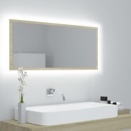 Sonoma színű led-es forgácslap fürdőszobai tükör 100x8,5x37 cm